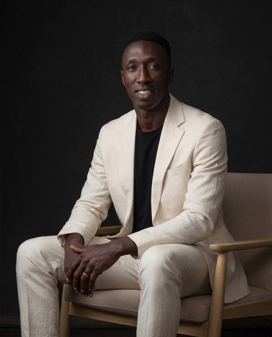 Model — Cream tailoring · Editorial portrait